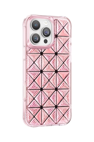 İphone 16 Pro Max Uyumlu Kılıf 3d Buz Blok Desenli Zore Paris Kairo Tpu Kapak Pembe