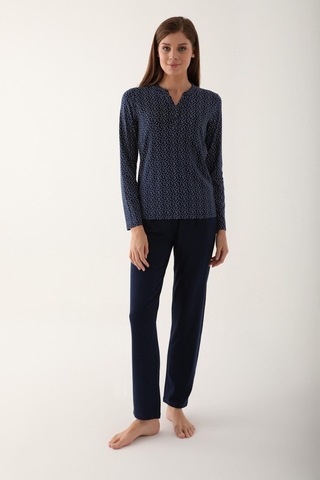 Arnetta 2659 Dotted Lacivert Kadın Uzun Kol Pijama Takım 001