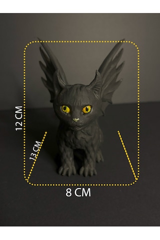 Siyah Şeytani Kedi Dekoratif Aksesuar Gotik Tasarım