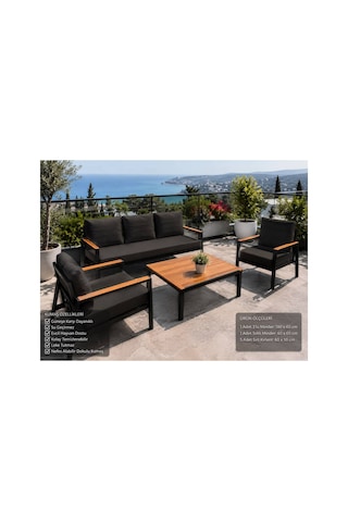 Balkon Mobilyası , Bahçe Mobilyası, 3-1-1 Takıma Uygun, Minder Kılıfı , Koruyucu Kılıf ,outdoor Kumaş Siyah