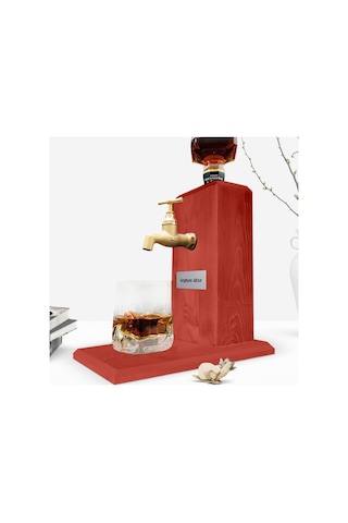 Kişiye Özel Doğal Ahşap Içki Standı Çeşmeli Şarap Viski Rakı Eskitme Ceviz