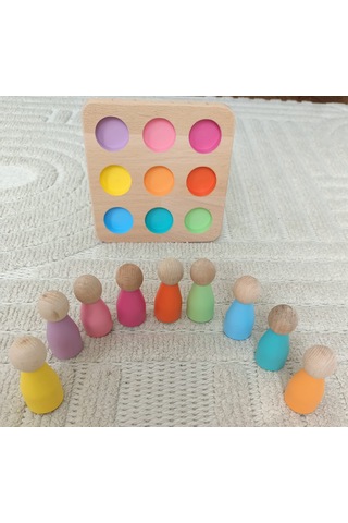 Eşleştirme Tablalı Peg Oyunu 9 Renk