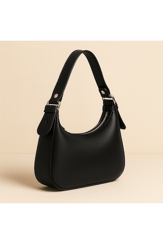 Hmo Store Modern Curve Minimal & Şık Deri Omuz Çantası Siyah