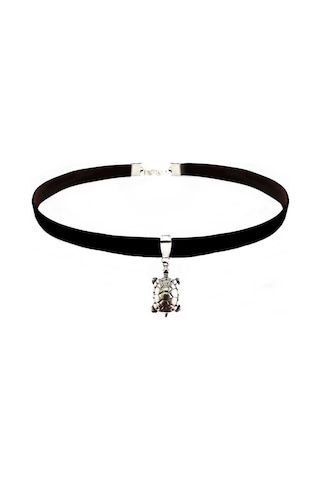 Siyah Renk Kadife Kaplumbağa Choker Siyah