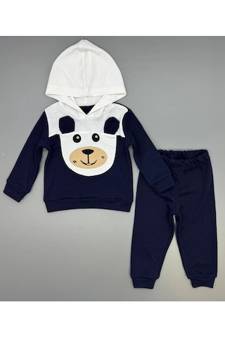 Erkek Çocuk Kapşonlu Ve Kulaklı Alt Üst İkili Gündelik Takım Lacivert