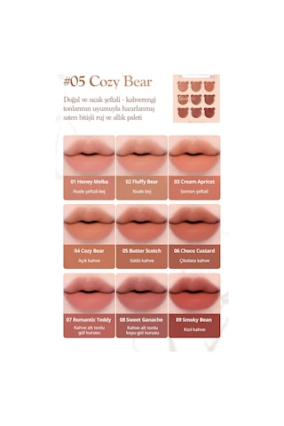 Dasique 9 Renkli Ruj & Allık Paleti Mood Painting Lip & Cheek Palette 05 Cozy Bear 05 Cozy Bear