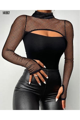 Yeni Sezon Kadın Askılı Uzun Fileli Kollu Viskon Bluz