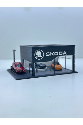 1/64 Ölçekli Skoda Diorama Tasarımlı Araç Sergileme Garajı 3d Baskı