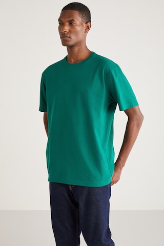 Grimelange Astons Erkek Relaxed %100 Organik Pamuk Kalın Süprem Dokuma Yeşil T-shirt Yeşil