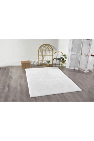 Jassrug Kürk Halı 80x120 Beyaz Beyaz Beyaz