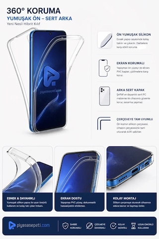 Samsung Galaxy Uyumlu A34 Çift Taraflı Silikon Kılıf Şeffaf