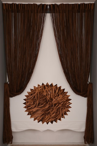 İp Model Kahverengi Renk İp Perde 180 Cm En 280 Cm Boy 2 Mm Şeritler Halinde Hazır İp Perde Kahve Rengi