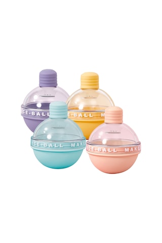 Ximistore9 Renkli Silikon Buz Topu Kalıpları - 4'lü Set, As Kapaklı, 2.4 İnç Dev Buz Topları İçin, İçeceklerinizi Serin Tutar Çok Renkli