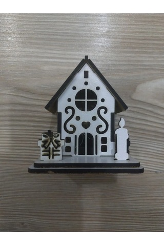 Lavanta Tasarım Işıklı Ağaca Asılabilen Maket Ev 3 Beyaz