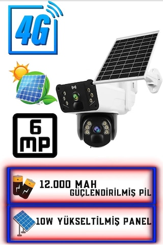 4g 12000 Mah Sim Kart Girişli Solar 6mp Güneş Enerjili Kablosuz