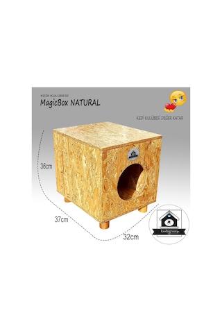 Kedi Kulübesi Magicbox V Vernik Korumalı Ahşap Kedi Evi 36 x 32 x 37 CM
