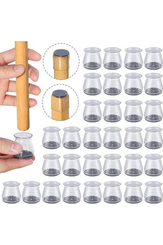 32 Adet Silikon Sandalye Ayağı Koruyucusu, Boyut: Küçük 23 - 32 Mm'ye Uyar , Küçük Sandalye Ayağı Koruyucuları, Keçeli Sandalye Ayakları İçin Şeffaf Silikon Koruyucular Diğer