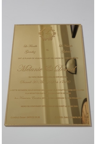 Hdrlazerdizayn Ayna Pleksi Veya Şeffaf Pleksi Dikdörtgen Şeklinde Davetiye