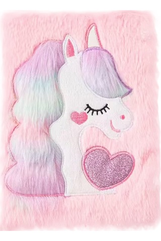 Tek Boynuzlu At Sevimli Peluşdefter Pembe