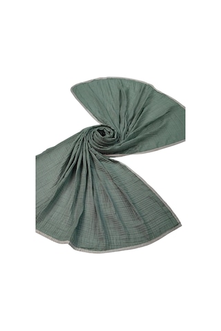 Mim Eşarp Biyeli Müslin Düz Renk Şal 90x190cm Yeşil