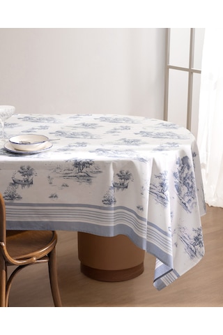 Madame Coco Vorem Pamuklu Masa Örtüsü - Mavi - 160x200 Cm 8684427229040 Mavi