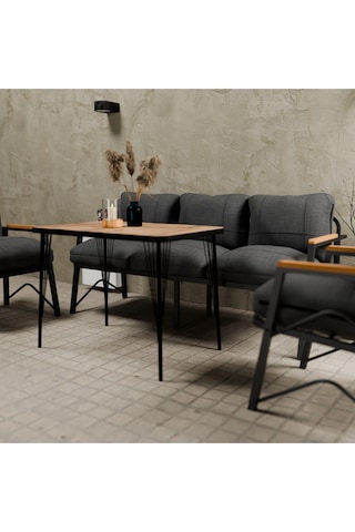 Mb Garden Furnıture Simetri Model, Balkon, Bahçe, Cafe, Metal Koltuk Takımı, Bahçe Takımı , Çay Seti, 3+1+1+masa Antrasit