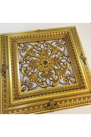 Saray Tavan Göbek Panel 72cm 72cm Kahve Eskitme Içerisine Led Döşenebilir Panel