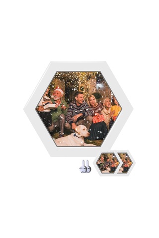 Lemestar Ahşap Altıgen Duvar Foto Çerçevesi Seti - 2 Adet, Ev Ofis Dekorasyonu, Kolay Kurulum, Özel Anılarınızı Gösterin