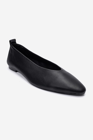 Luvishoes Jenas Siyah Cilt Hakiki Deri Kadın Babet Ayakkabı