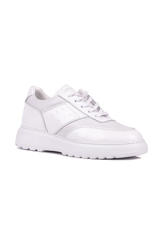 Shoetyle - Hakiki Deri Beyaz Renk Günlük Erkek Sneaker - 115-k643 -1621