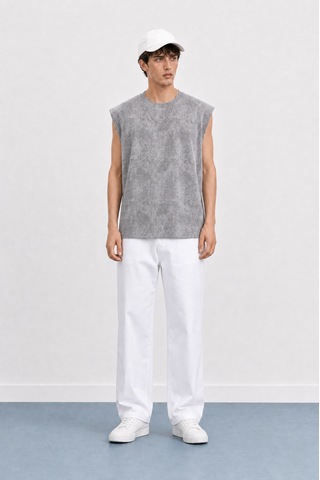 Respire Erkek Yıkamalı Tank Top Atlet Gri