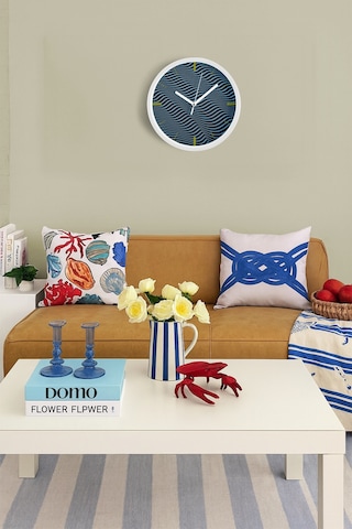 Optik Dalgalar Modern Tasarım Duvar Saati - 35cm - Önü Camlı Beyaz Kasa - Sessiz Mekanizma Beyaz
