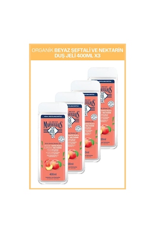 Le Petit Marseillais Organik Beyaz Şeftali & Nektarin Duş Jeli 400 ml x4