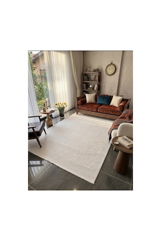 Merinos Vista Beyaz Renk %100 Akrilik Parlak Dokuma Modern Yumuşak Dokulu Salon Oturma Odası Halısı 76589-60