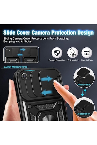 Apple Uyumlu iPhone 16e Kılıf Kamera Korumalı Sürgülü Military Tank Kapak Zırh