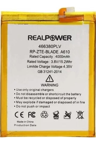 Realpower Zte Uyumlu Blade A610 Batarya 4000mah
