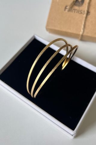 Gold Kaplama Düz Kumlu Model 3 Lü Çelik Ajda Model Bilezik 65 Mm Gold