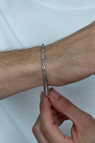 Takı Dükkanı 925 Ayar Gümüş Erkek Bileklik Kare Kral Model 3,1mm Genişlik 20cm Uzunluk msb08