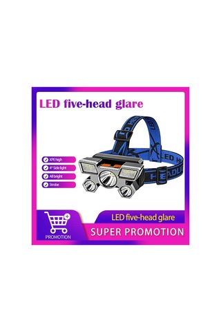 Liangmei Led Beş Kafa Far Güçlü Işık Süper Parlak Şarj