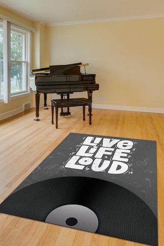 Homshtag Hayatı Sesli Yaşa Gri Siyah Koyu Renkli Halı Art Müzik Halı Çok Renkli