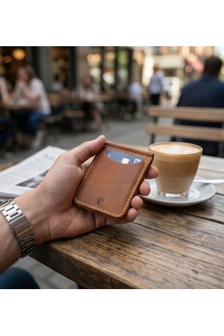 Parla Leather Cavana El Yapımı Hakiki Deri Cüzdan Kahverengi - Taba