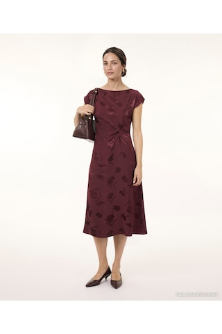 Yargıcı Düz Bisiklet Yaka Kısa Kol Elbise 26kkel7071x 016 Bordo