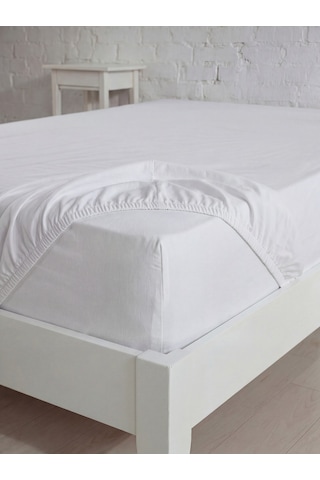 Tek Kişilik Pamuklu Lastikli Çarşaf, Ranforce Tek Kişilik Fitted Çarşaf 100x200+20 Cm Beyaz