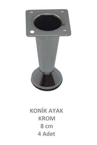 Adilon Konik Ayak, Zamak, Krom, 8 cm, Dolap, Mobilya, Puf Ayağı (4 Adet)