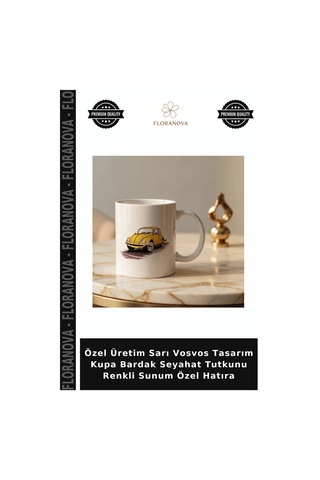 Özel Üretim Sarı Vosvos Tasarım Kupa Bardak Seyahat Tutkunu Renkli Sunum Özel Hatıra