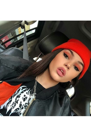 Unisex Kışlık Kırmızı Katlamalı Bere Kırmızı