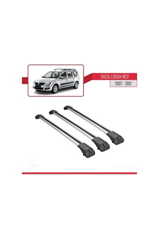 Dacia Logan Mcv 2007-2012 Arası İle Uyumlu Ace-1 Ara Atkı Tavan Barı Gri 3 Adet Bar