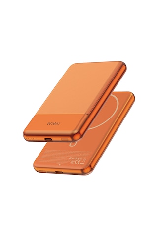 Wiwu Wi-p088 Led Işık Göstergeli Pd 20w Kablosuz Powerbank 5000mah 15w Turuncu