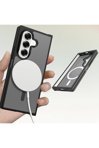 Teleplus Samsung Galaxy Uyumlu Z Fold 7 Kılıf M-safe Şarj Özellikli Kamera Korumalı Lunex Kapak