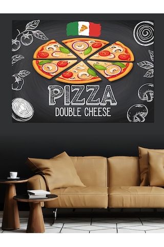 Lezzetli Çift Peynirli Pizza Dekoratif Kanvas - Mdf Ahşap Tablo